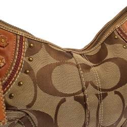 Coach Beige/Brown Signature Canvas and Leather Hobo