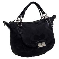 Pre Owned Coach Black Signature Fabric Kristin Hobo