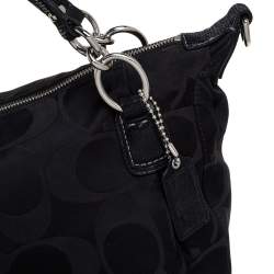 Pre Owned Coach Black Signature Fabric Kristin Hobo