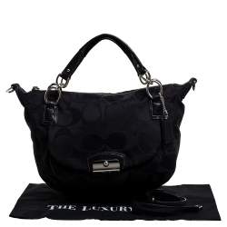 Pre Owned Coach Black Signature Fabric Kristin Hobo