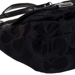 Pre Owned Coach Black Signature Fabric Kristin Hobo