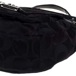 Pre Owned Coach Black Signature Fabric Kristin Hobo