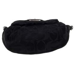 Pre Owned Coach Black Signature Fabric Kristin Hobo