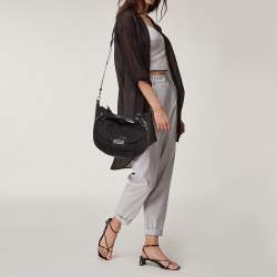 Pre Owned Coach Black Signature Fabric Kristin Hobo