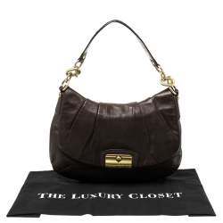 Pre Owned Coach Dark Brown Leather Kristin Hobo