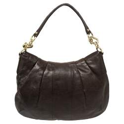 Pre Owned Coach Dark Brown Leather Kristin Hobo