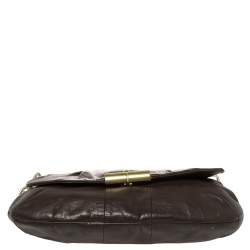 Pre Owned Coach Dark Brown Leather Kristin Hobo