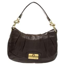 Pre Owned Coach Dark Brown Leather Kristin Hobo