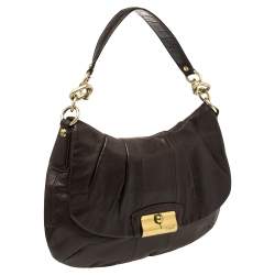 Pre Owned Coach Dark Brown Leather Kristin Hobo
