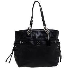 Pre Owned Coach Black Leather Colette Shopper Tote