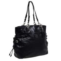 Pre Owned Coach Black Leather Colette Shopper Tote