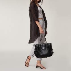 Pre Owned Coach Black Leather Colette Shopper Tote