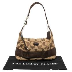 Pre Owned Coach Brown Monogram Canvas and Patent Leather Hobo