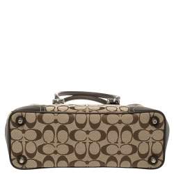Pre Owned Coach Brown Signature Canvas and Leather Hampton Tote