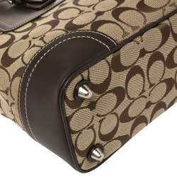 Pre Owned Coach Brown Signature Canvas and Leather Hampton Tote