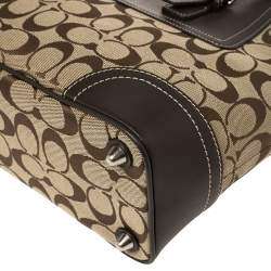 Pre Owned Coach Brown Signature Canvas and Leather Hampton Tote