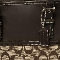 Pre Owned Coach Brown Signature Canvas and Leather Hampton Tote