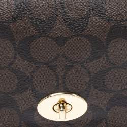 Pre Owned Coach Brown Signature Coated Canvas and Leather Mini Ruby Crossbody Bag