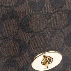 Pre Owned Coach Brown Signature Coated Canvas and Leather Mini Ruby Crossbody Bag