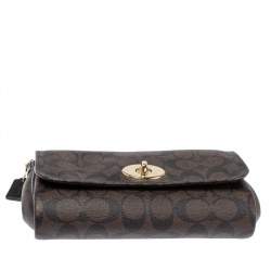 Pre Owned Coach Brown Signature Coated Canvas and Leather Mini Ruby Crossbody Bag