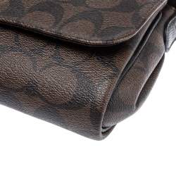 Pre Owned Coach Brown Signature Coated Canvas and Leather Mini Ruby Crossbody Bag