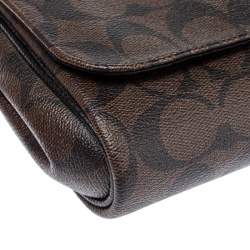 Pre Owned Coach Brown Signature Coated Canvas and Leather Mini Ruby Crossbody Bag
