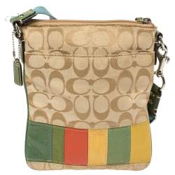 Coach Multicolor Canvas and Patent Leather Signature Messenger 