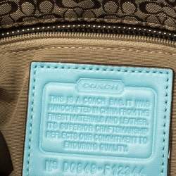 Coach Brown Signature Canvas and Green Patent Leather Tote
