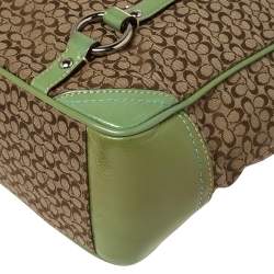 Coach Brown Signature Canvas and Green Patent Leather Tote