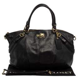 Pre Owned حقيبة ساتشل كوتش ماديسون صوفيا كبيرة جلد أسود