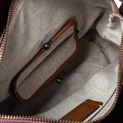 Pre Owned Coach Pink Pebble Leather and Suede Rogue Tote