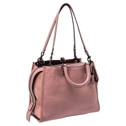 Pre Owned Coach Pink Pebble Leather and Suede Rogue Tote