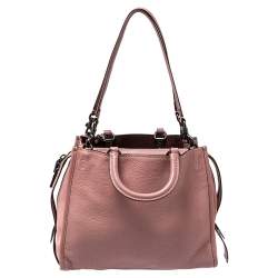 Pre Owned Coach Pink Pebble Leather and Suede Rogue Tote