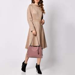 Pre Owned Coach Pink Pebble Leather and Suede Rogue Tote