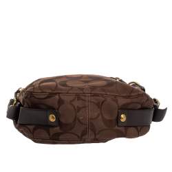 Pre Owned Coach Brown Signature Canvas and Leather Zoe Hobo