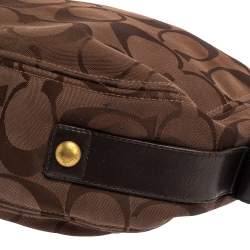 Pre Owned Coach Brown Signature Canvas and Leather Zoe Hobo