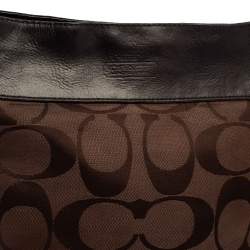 Pre Owned Coach Brown Signature Canvas and Leather Zoe Hobo