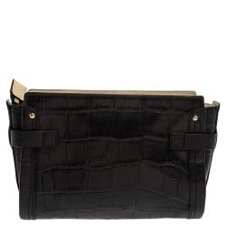 Pre Owned Coach Black Croc Embossed Leather Shoulder Bag