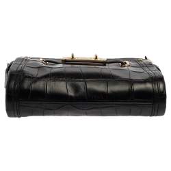 Pre Owned Coach Black Croc Embossed Leather Shoulder Bag