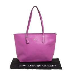 Coach Purple Pebbled Leather Town Tote 