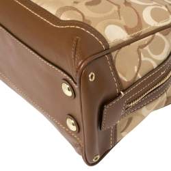 Pre Owned  Coach Beige/Brown Signature Canvas and Leather Satchel