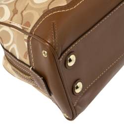 Pre Owned  Coach Beige/Brown Signature Canvas and Leather Satchel