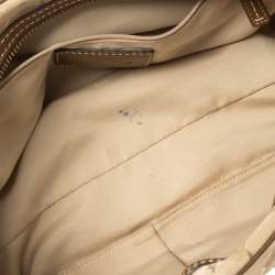 Pre Owned  Coach Beige/Brown Signature Canvas and Leather Satchel