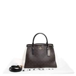 Pre Owned Coach Brown/White Signature Coated Canvas and Leather Sage Carryall Satchel