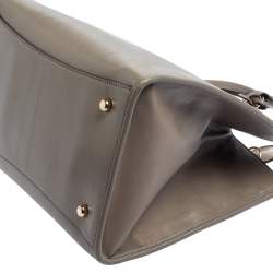 Pre Owned Coach Grey Leather Crosby Carryall Double Zip Tote