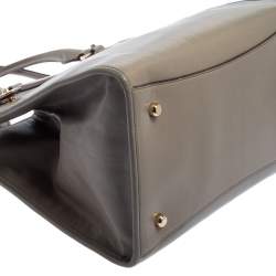 Pre Owned Coach Grey Leather Crosby Carryall Double Zip Tote