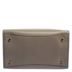 Pre Owned Coach Grey Leather Crosby Carryall Double Zip Tote