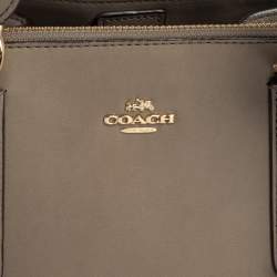 Pre Owned Coach Grey Leather Crosby Carryall Double Zip Tote