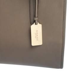 Pre Owned Coach Grey Leather Crosby Carryall Double Zip Tote