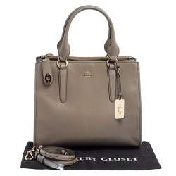 Pre Owned Coach Grey Leather Crosby Carryall Double Zip Tote